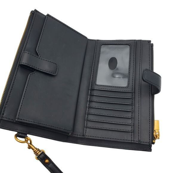 Black Guess Wristlet Double Zip Wallet Credit Card Money Bill Holder Organizer - Picture 3 of 6